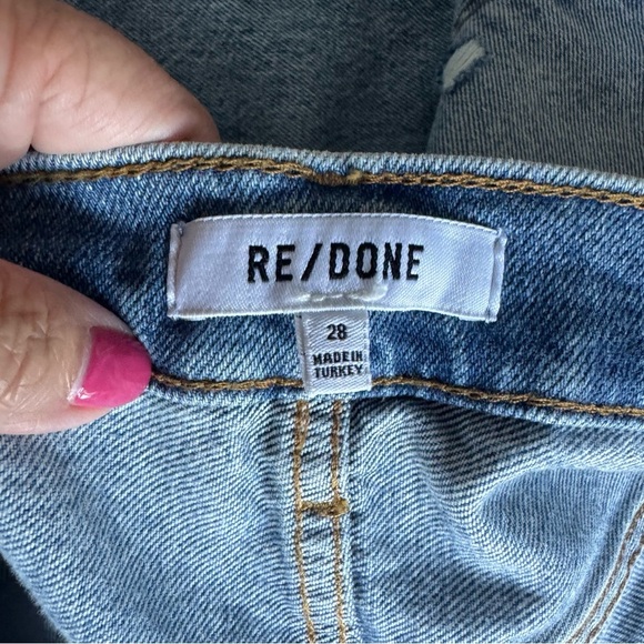 NWT NEW! RE/DONE Super High Drainpipe Destroy Wrecking Blue Jeans - Picture 11 of 15